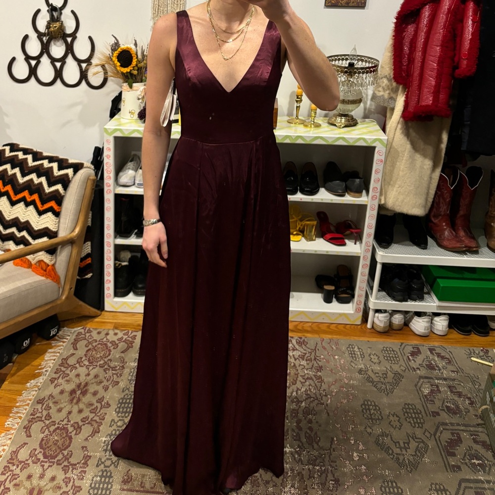 Burgundy Satin Bridesmaid dress or evening gown
